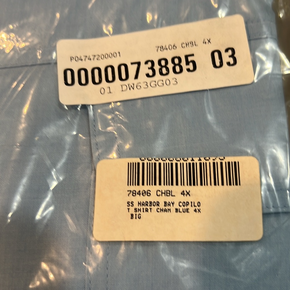 Men’s Big and Tall Harbor Bay Light Blue Co-Pilot Sport Shirt - Picture 5 of 5